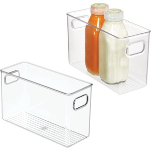 image:imageiDesign Slim Clear Plastic Storage Bin Tall Narrow 4Pack  Organizer for Kitchen Fridge PantryPack of 2