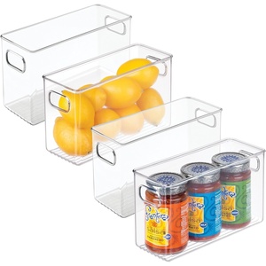 image:imageiDesign Slim Clear Plastic Storage Bin Tall Narrow 4Pack  Organizer for Kitchen Fridge PantryPack of 4