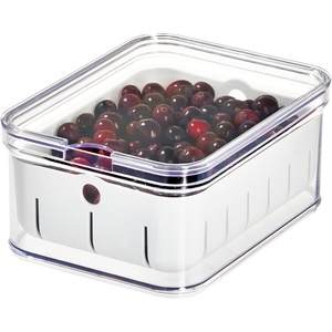 image:imageiDesign Small Fridge Berry Bin with Removable Colander Basket and Lid  Set of 4  ClearWhiteClearWhite