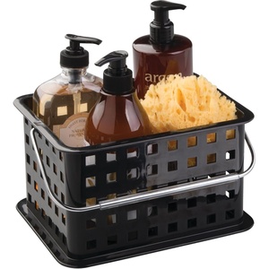 image:imageiDesign Small Shower Caddy Clear Frost  With Handle Portable For Dorm or BathroomBlack