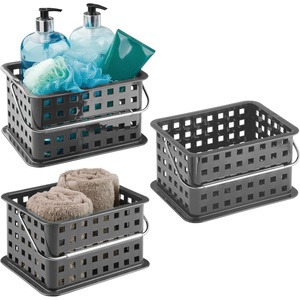 image:imageiDesign Small Shower Caddy Clear Frost  With Handle Portable For Dorm or BathroomCharcoal