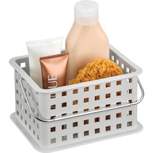 image:imageiDesign Small Shower Caddy Clear Frost  With Handle Portable For Dorm or BathroomLight Gray