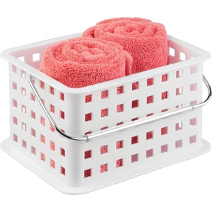 image:imageiDesign Small Shower Caddy Clear Frost  With Handle Portable For Dorm or BathroomWhite