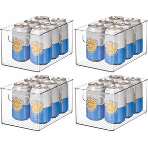 image:imageiDesign Stackable Clear Plastic Bin  Kitchen Organizers and Storage For Fridge and PantryNo Size Pack of 4