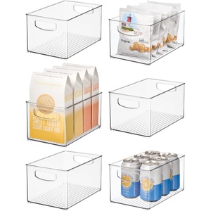 image:imageiDesign Stackable Clear Plastic Bin 6Pack  Kitchen Organizers and Storage For Fridge and Pantry