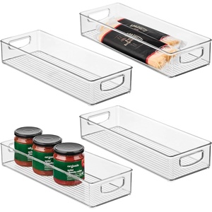 image:imageiDesign Stackable Clear Plastic Extra Long Pantry Organizers  Cabinet Storage Bins For KitchenPack of 4