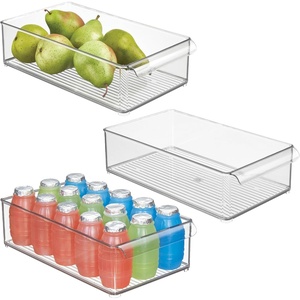 image:imageiDesign Stackable Fridge Storage Bin Clear  Front Handle Made in USAPack of 3