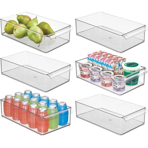 image:imageiDesign Stackable Fridge Storage Bin Clear  Front Handle Made in USAPack of 6