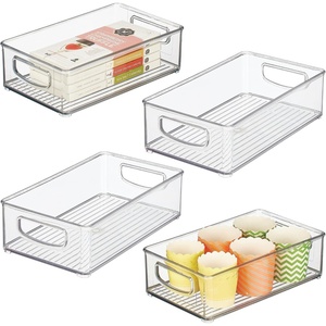 image:imageiDesign Stackable Pantry Bin with Handles Set of 4 Clear  Kitchen Storage Made in USAPack of 4