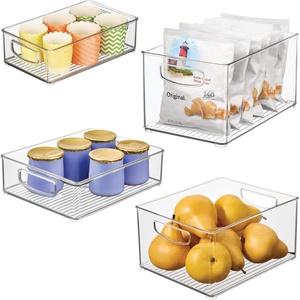 image:imageiDesign Stackable Pantry Bins with Handles 4 Different Sizes 5 Pack Clear Made in USASet of 4