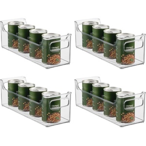 image:imageiDesign Stackable Plastic Pantry Bin with Handles Set of 2 Clear  For Cabinets or Fridge Made in USA145 x 5 x 5 Pack of 4