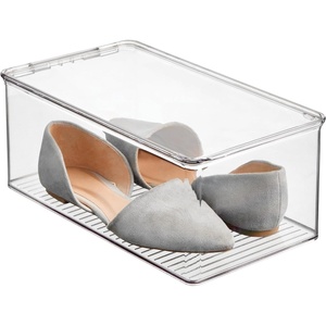 image:imageiDesign Stackable Shoe Box with HingedLid Clear  For Wedges or Sandals Made in USAPack of 1