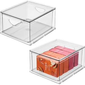 image:imageiDesign Stackable Storage Drawer Clear  Stackable OrganFor Fridge Pantry or Under Sinks Made in USAizer For Bathroom Counter Vanity UnderSinkPack of 2