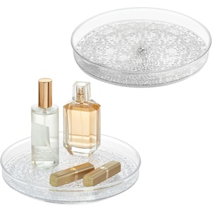 image:imageiDesign The Rain Collection Lazy Susan Turntable Organizer 9 x 9 x 15 Clear  Clear 15 HeightPack of 2