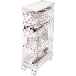 image:imageiDesign The Sarah Tanno Collection 5Drawer Stacking Cosmetic Organizer Cart ClearClearWhite