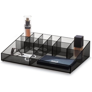 image:imageiDesign The Sarah Tanno Collection Plastic Cosmetic Organizer Station Made of Recycled Plastic SmokeBlack 12 x 8 x 312 x 8 x 3