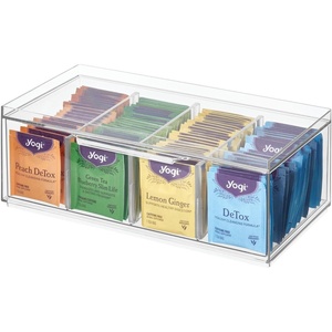 image:imageiDesign XL Tea Bag Organizer Clear 4Section  For Counter Storage Drawer for CabinetPack of 1