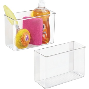 image:imageiDesign AFFIXX Plastic Wall Mount Organizer for Kitchen Bathroom Office Bedroom Garage Craft Room 35 x 8 x 55 ClearPack of 2