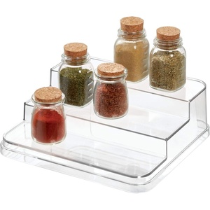 image:imageiDesign Crisp Plastic Stadium Spice Rack 3Tier Organizer for Kitchen Pantry Cabinet Countertops Vanity Office Craft Room 96 x 055 x 347Clear