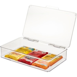image:imageiDesign Kitchen Binz BPAFree Plastic Stackable Organizer Box with Lid  726 x 1075 x 237 Clear  Stackable Storage Bin with LidPack of 1