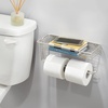 image:imageiDesign Classico Steel Wall Mounted Paper Towel Holder with Shelf Paper Towel Dispenser for Kitchen Bathroom Laundry Room Garage Office  Satin