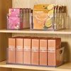 image:imageiDesign Stackable Clear Plastic Extra Long Storage Bin 4Pack  Organizer for Kitchen Cabinet or PantryPack of 4