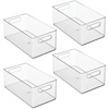 image:imageiDesign Stackable Fridge Bin Set of 4 Clear  Kitchen Storage Bin For Pantry Cabinets or FridgePack of 4