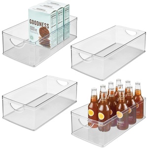 image:imageiDesign Stackable Clear Plastic Extra Long Storage Bin 4Pack  Organizer for Kitchen Cabinet or PantryPack of 4