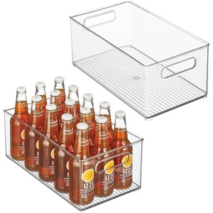 image:imageiDesign Stackable Fridge Bin Set of 4 Clear  Kitchen Storage Bin For Pantry Cabinets or FridgePack of 2