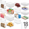 image:imageiDesign Stackable Plastic Handle Bin Storage Organizers 18 Pack Clear  For Kitchen Fridge Pantry Home Assortment SetPack of 18