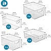 image:imageiDesign Stackable Plastic Handle Bin Storage Organizers 18 Pack Clear  For Kitchen Fridge Pantry Home Assortment SetPack of 18
