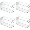 image:imageiDesign Stackable Plastic Handle Bin Storage Organizers 18 Pack Clear  For Kitchen Fridge Pantry Home Assortment SetPack of 4