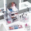 image:imageiDesign The Sarah Tanno Collection Plastic Cosmetic Drawer Organizer 8 x 8 x 2 Clear3 Piece Set