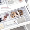 image:imageiDesign The Sarah Tanno Collection Plastic Cosmetic Drawer Organizer 8 x 8 x 2 Clear3 Piece Set