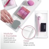 image:imageiDesign The Sarah Tanno Collection Plastic Cosmetic Drawer Organizer 8 x 8 x 2 Clear3 Piece Set
