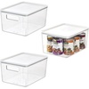 image:imageiDesign Pantry Bin with Removable Lid  Plastic Storage Bin with Handles  Set of 6 ClearWhiteClearMarshmallow