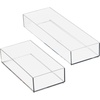 image:imageiDesign The Sarah Tanno Collection Plastic Cosmetic Drawer Organizer 8 x 8 x 2 Clear3 Piece Set