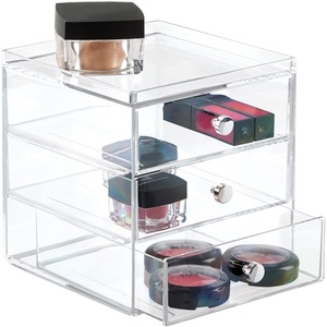 image:imageClarity Cosmetic Organizer for Vanity Cabinet to Hold Makeup Beauty Products  3 Drawer ClearClear