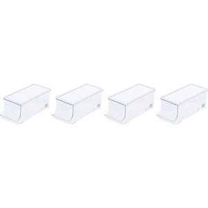 image:imageiDesign 70938M4 Plastic Canned Food and Soda Can Organizer with Lid for Refrigerator Freezer and Pantry BPAFree Set of 4 ClearSet of 4