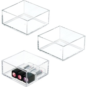 image:imageiDesign Clarity Collection Countertop Vanity Tray Organizer Extra Small  Bathroom Bedroom Closet Entryway ClearPack of 3