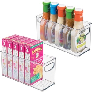 image:imageiDesign Stackable Plastic Handle Bin Storage Organizers 18 Pack Clear  For Kitchen Fridge Pantry Home Assortment SetPack of 2