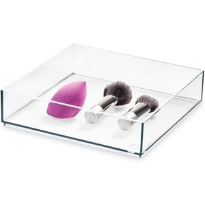 image:imageiDesign The Sarah Tanno Collection Plastic Cosmetic Drawer Organizer 8 x 8 x 2 ClearLarge
