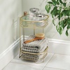image:imageiDesign Forma Free Standing Bathroom or Shower Storage Shelves for Towels Soap Shampoo Lotion Accessories  2 Tier Bronze  Bathroom FreestandingGold