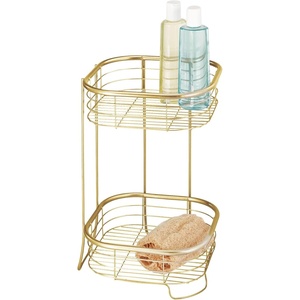 image:imageiDesign Forma Free Standing Bathroom or Shower Storage Shelves for Towels Soap Shampoo Lotion Accessories  2 Tier Bronze  Bathroom FreestandingGold