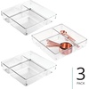 image:imageiDesign 3Section Drawer Organizer Set of 3 Clear  For Kitchen For Bathroom For Desk DrawersPack of 3