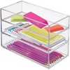 image:imageiDesign Stackable Makeup Drawer Organizer Set of 3 Clear  Vanity Organizer Desk OrganizerClear