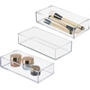 image:imageiDesign Stackable Makeup Drawer Organizer Set of 3 Clear  Vanity Organizer Desk OrganizerClear