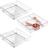 image:imageiDesign 3Section Drawer Organizer Set of 3 Clear  For Kitchen For Bathroom For Desk DrawersPack of 3