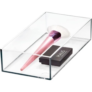 image:imageiDesign Stackable Makeup Drawer Organizer Set of 3 Clear  Vanity Organizer Desk OrganizerClearMatte White Trim