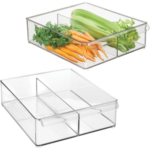 image:imageiDesign Divided Plastic Pantry Bin with Front Handle Clear Set of 2Pack of 2